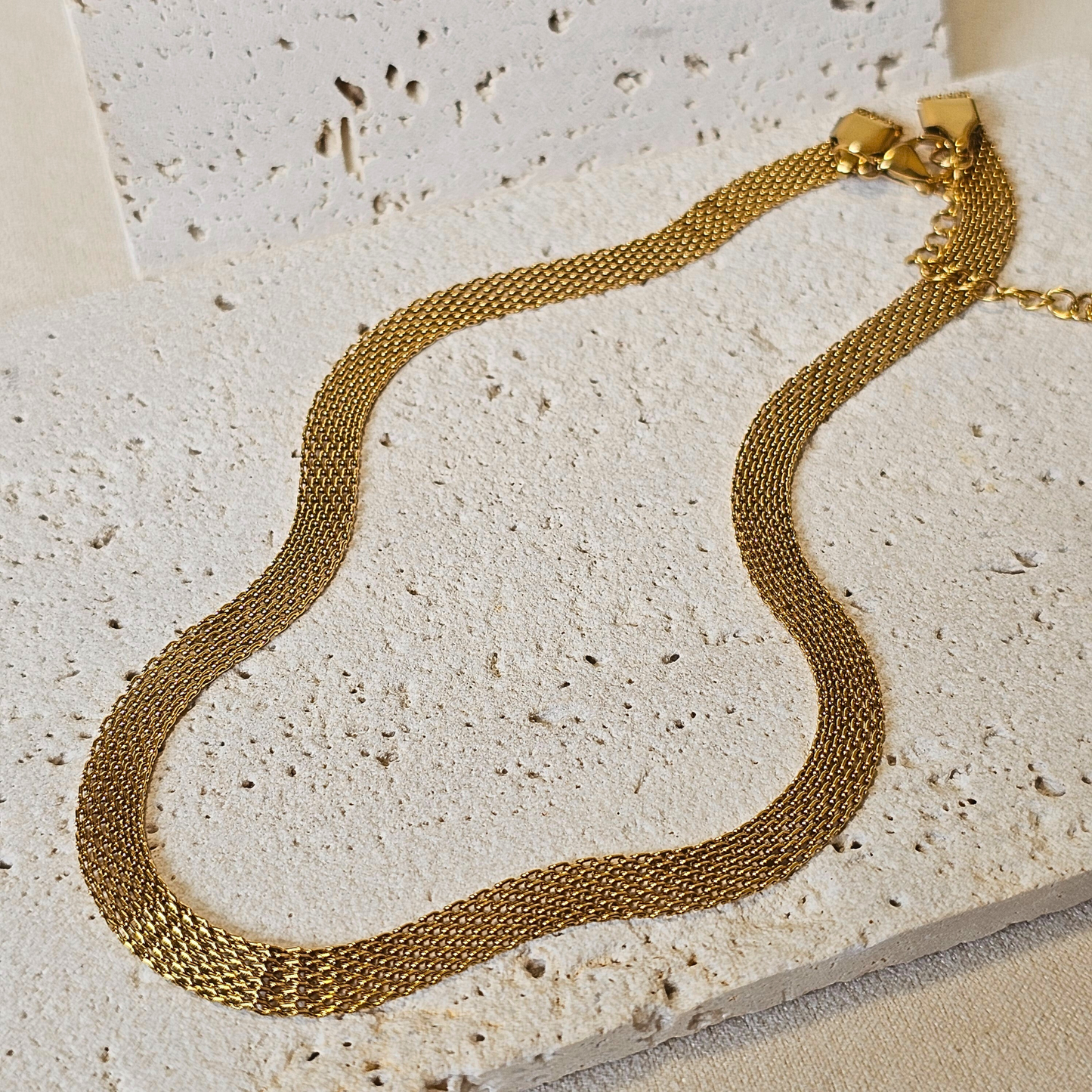 Choker Flat Gold lace Snake Chain Necklace