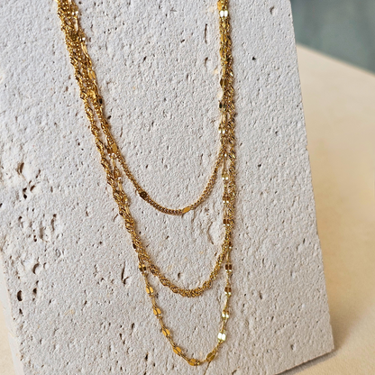 Triple Layer Gold Necklace Set