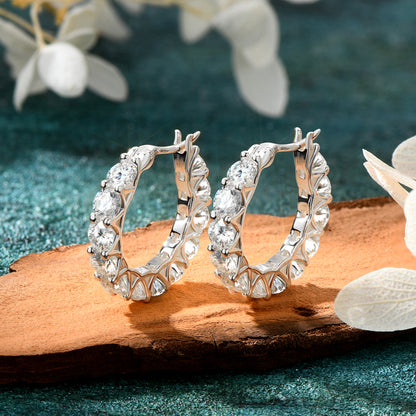 Luxury Round Cut Moissanite Hoop Earrings