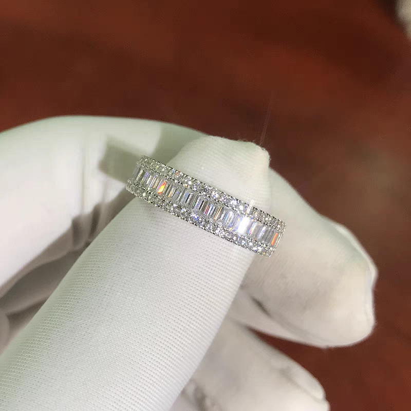 925 Moissnaite Half Row Ring