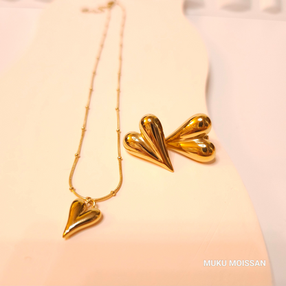 Heart Stud Earrings Pendant Necklace