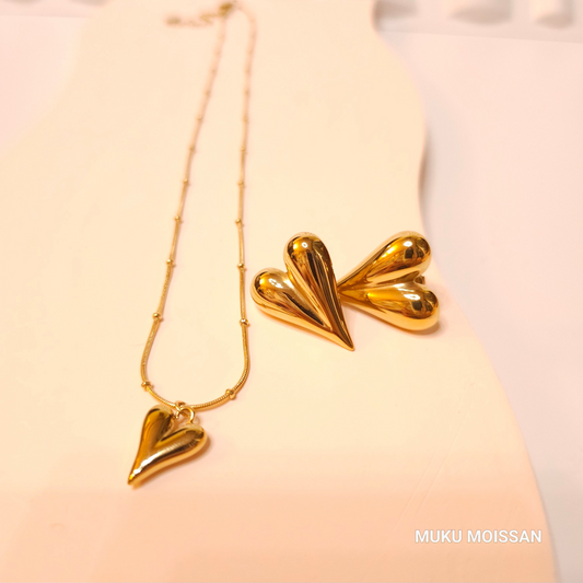 Heart Stud Earrings Pendant Necklace