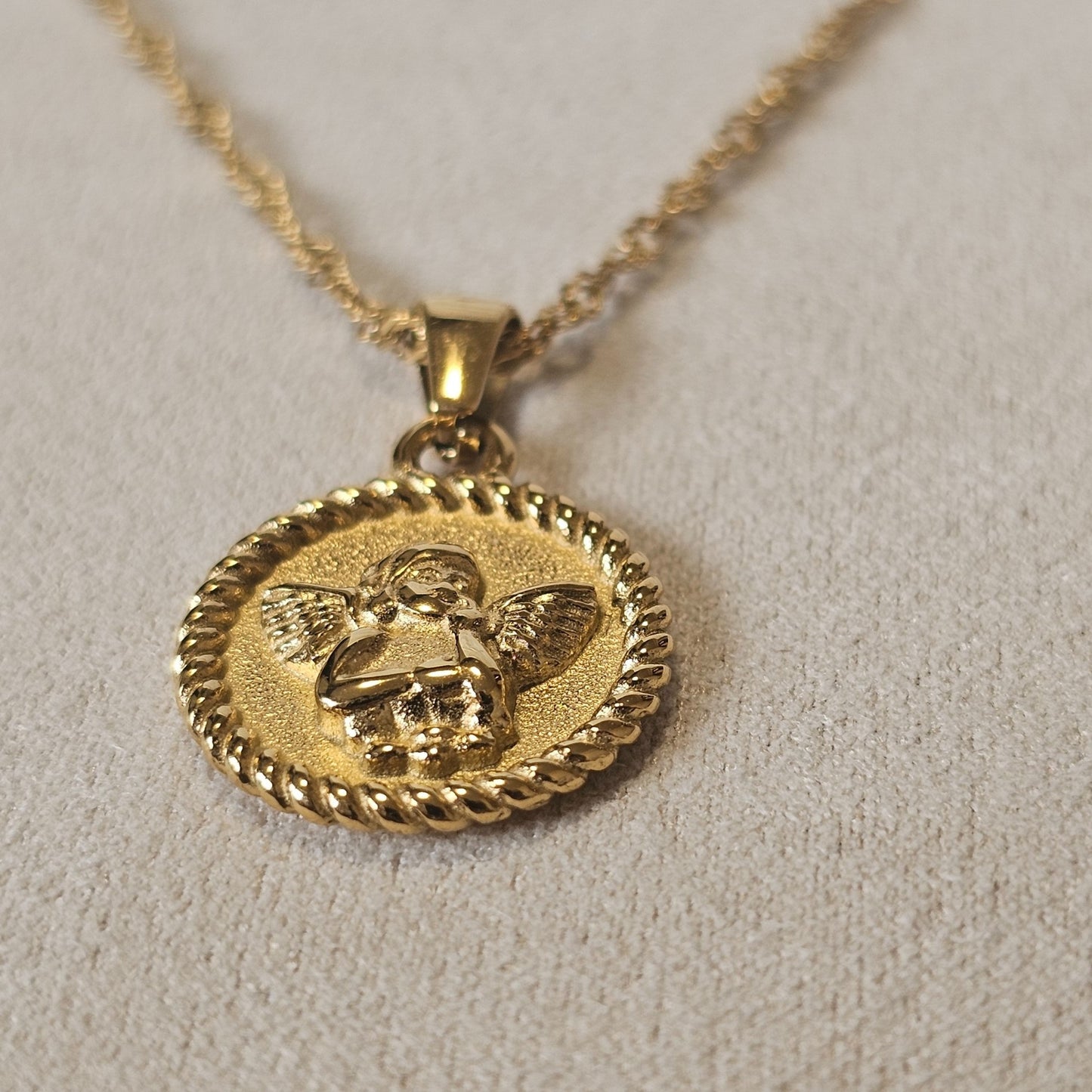 Cherub Charm with Angel Pendant Necklace