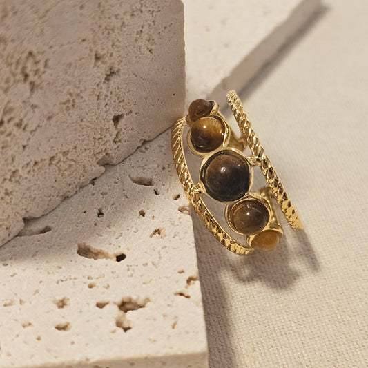 Twisted Rope Design Tiger eye Ring