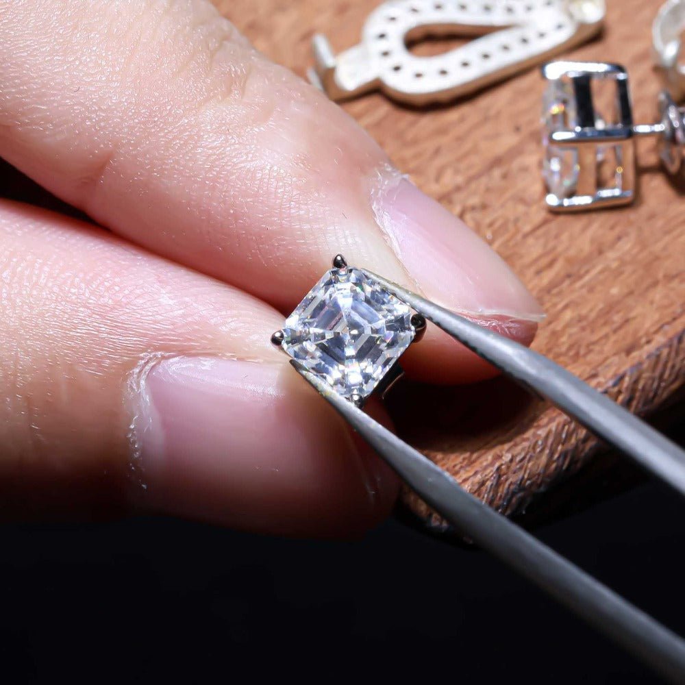 Princess Moissanite Zirconia Stud Earrings