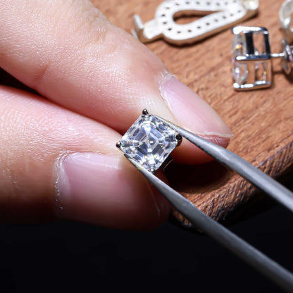Princess Moissanite Zirconia Stud Earrings