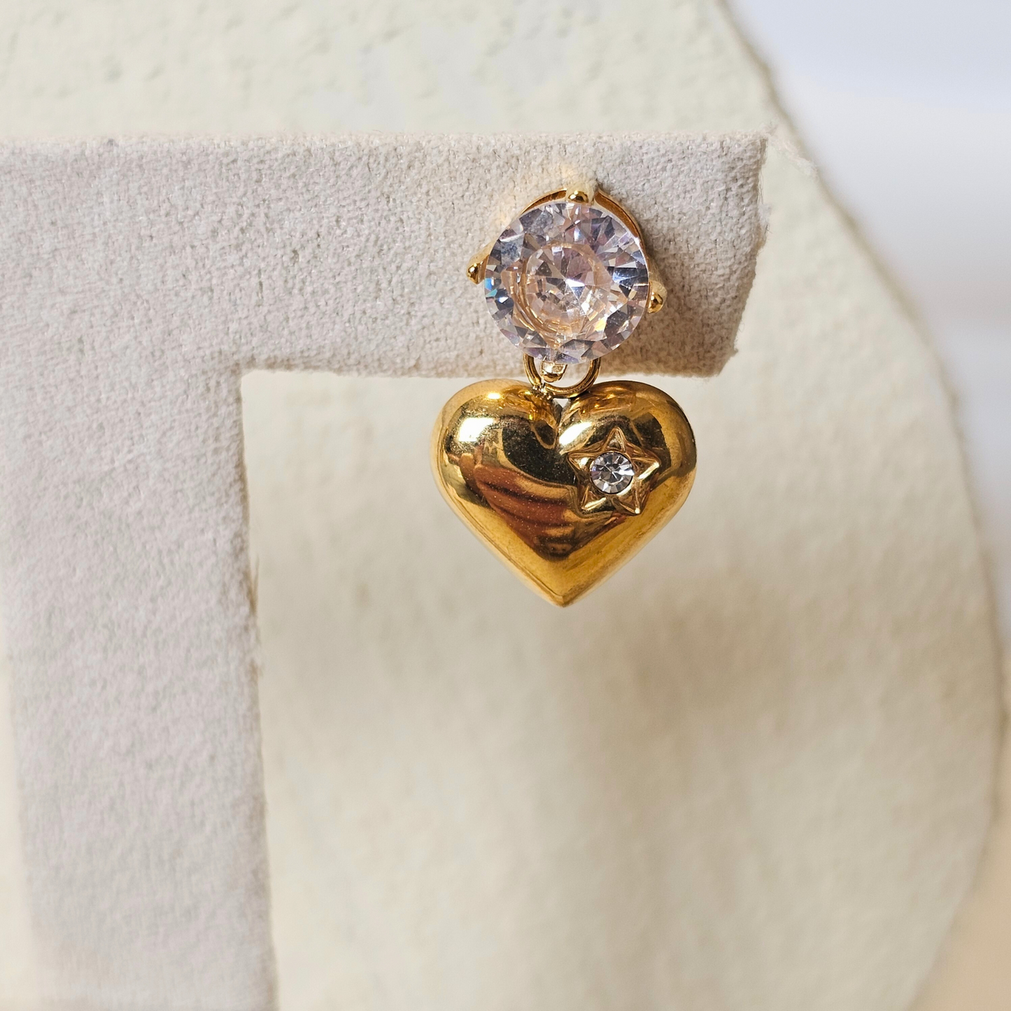 2ct Round CZ Heart Drop Earrings