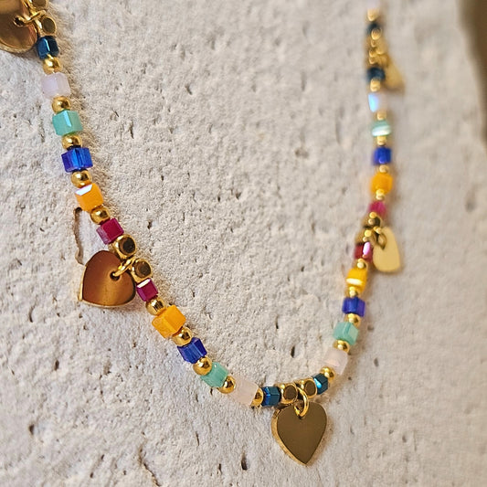 Boho Rainbow Bead Necklace