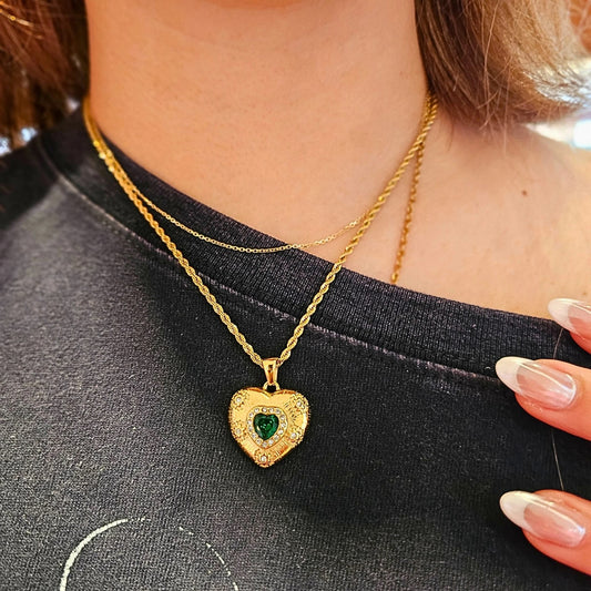 Green Heart Pendant Necklace