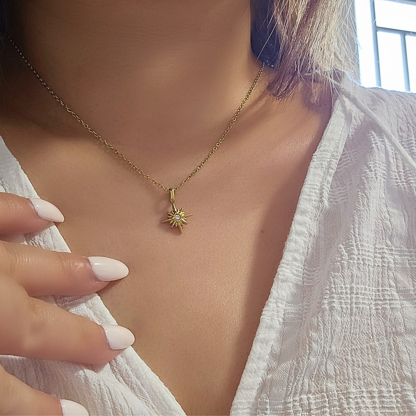 Star & Oval Charm Gold Heart Pendant Necklace
