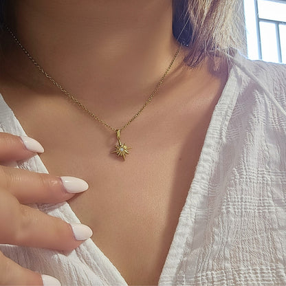 Star & Oval Charm Gold Heart Pendant Necklace