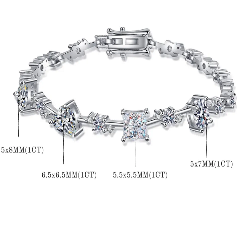 Difference Cut Moissanite Tennis Bracelet