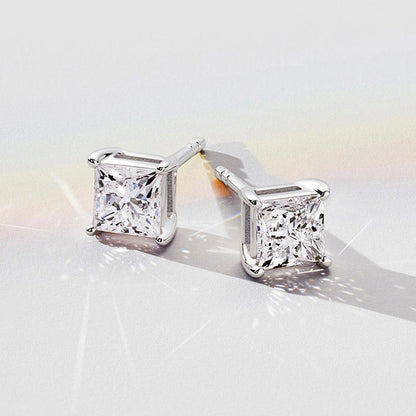 Princess Moissanite Zirconia Stud Earrings