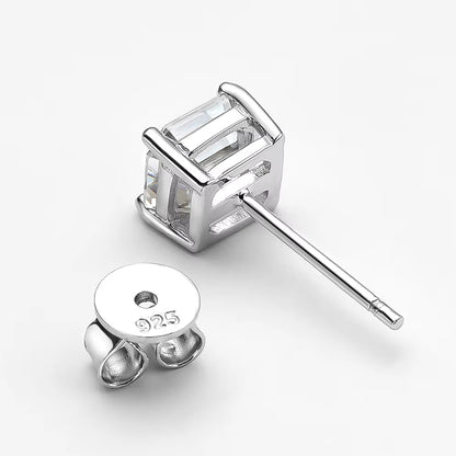 Princess Moissanite Zirconia Stud Earrings