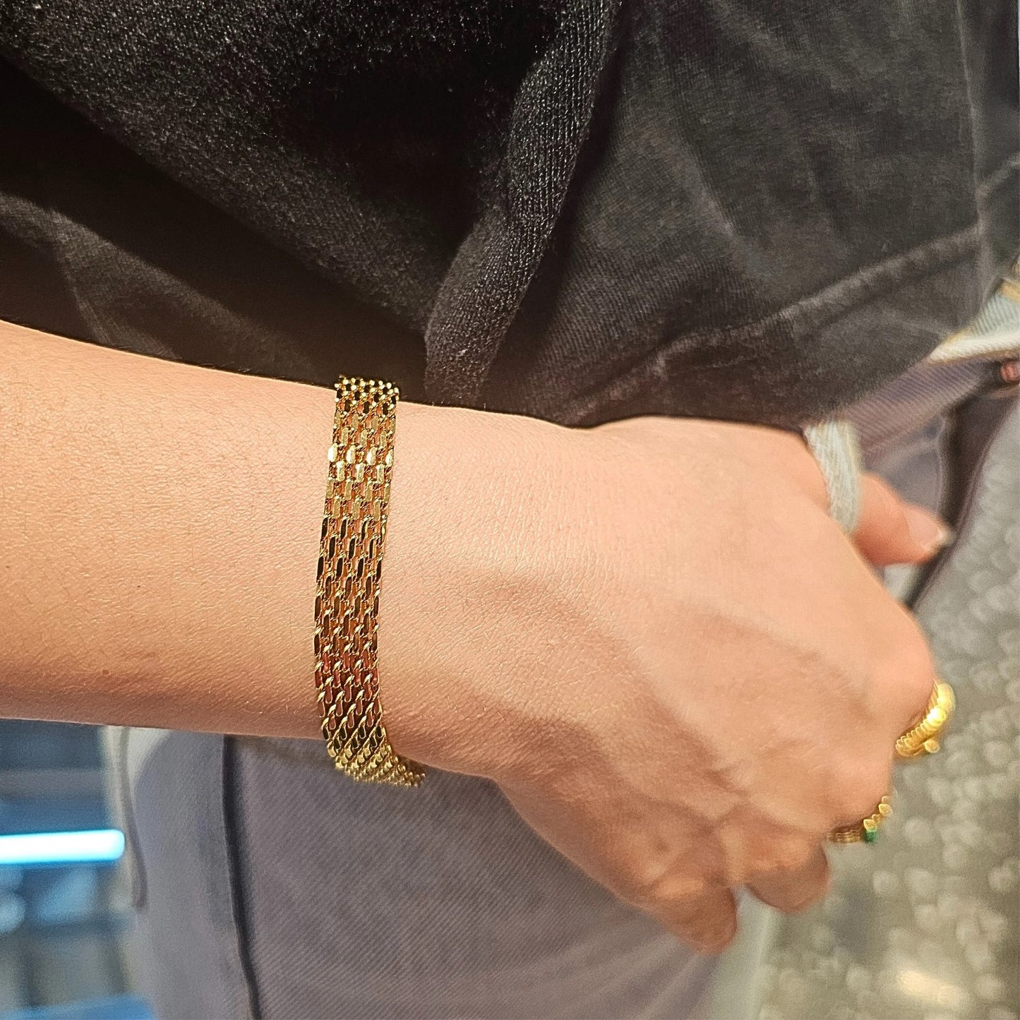 Flat Gold Layered Chain Bracelet