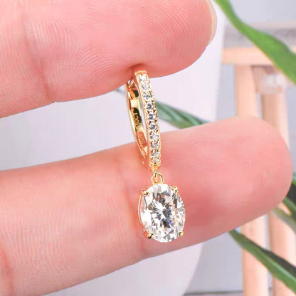 Orecchini argento Oval Moissanite Earrings