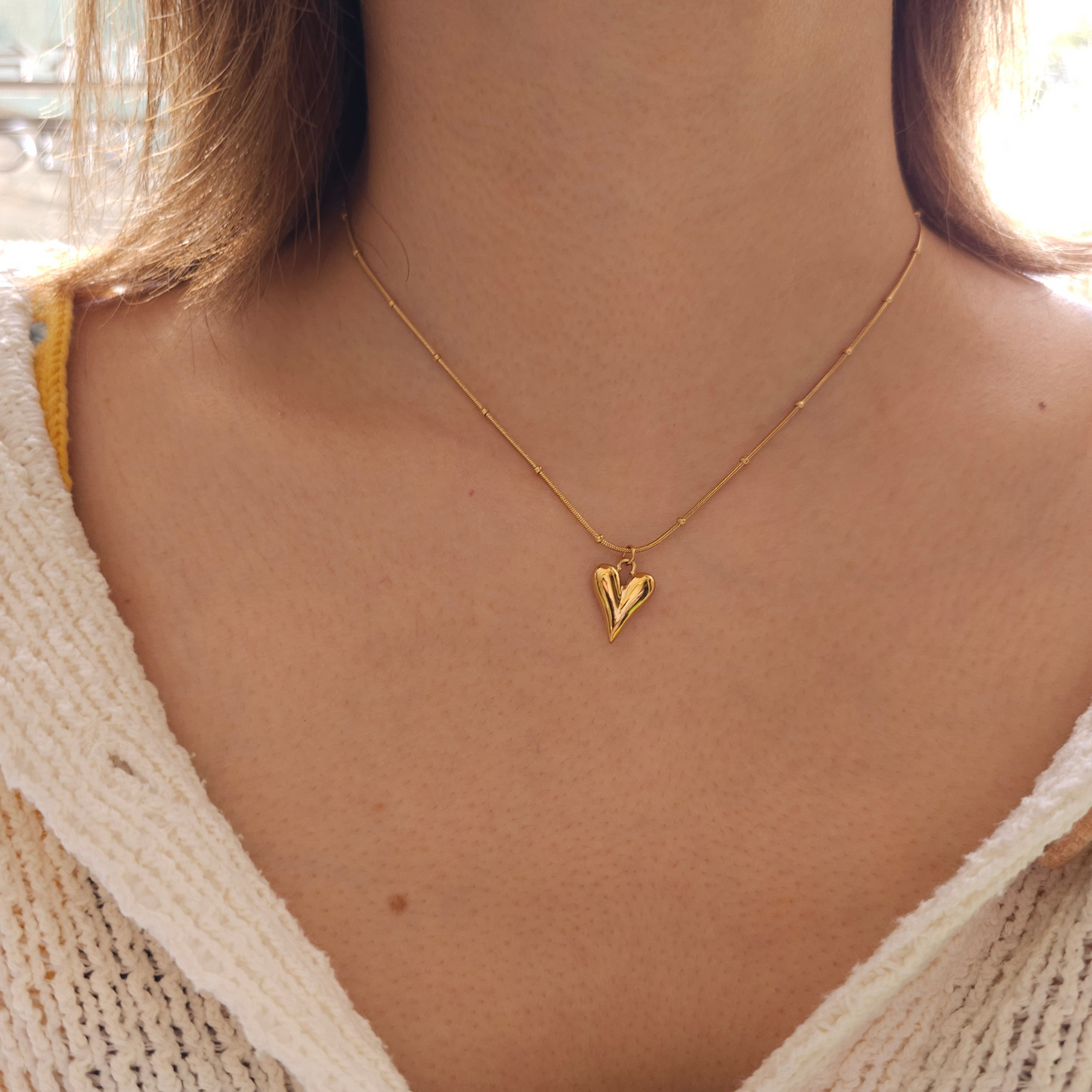 Heart Stud Earrings Pendant Necklace