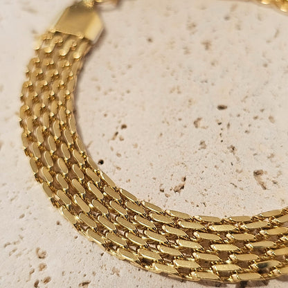 Flat Gold Layered Chain Bracelet