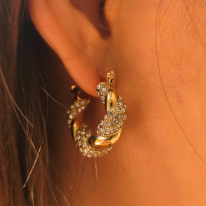 Vintage Twist Gold Hoop Earrings