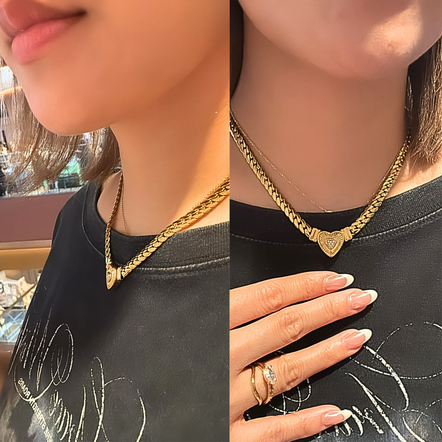 Heart Pendant Snake Chain Necklace