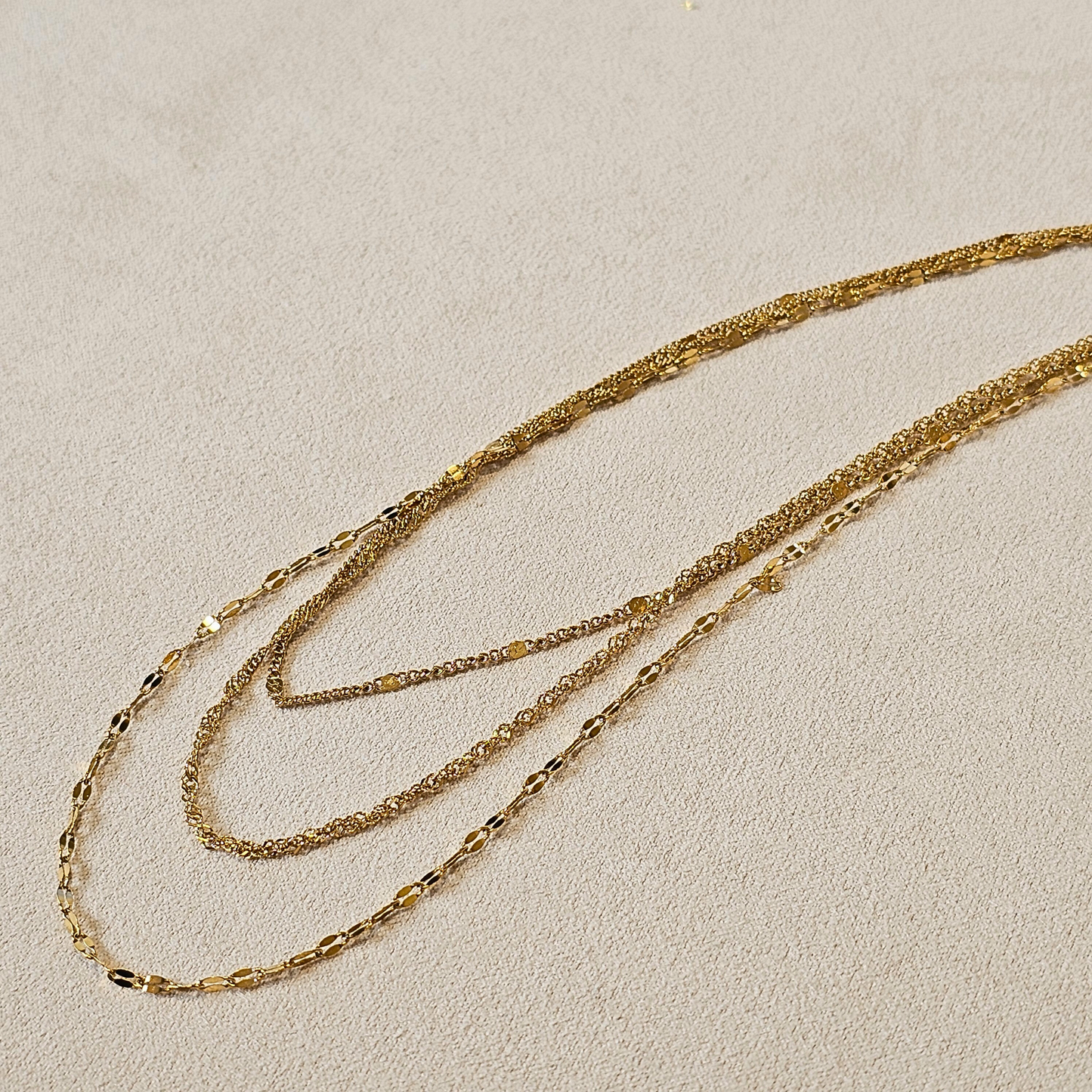 Triple Layer Gold Necklace Set