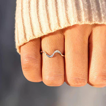 925 Wave Design Zirconia  Ring