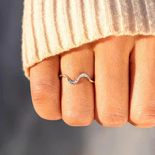 925 Wave Design Zirconia  Ring
