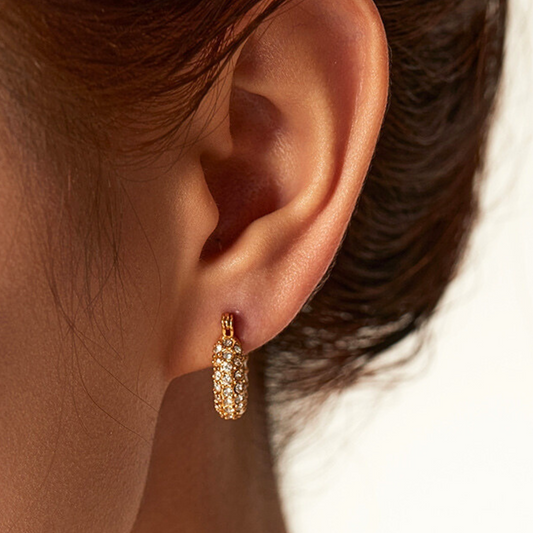 Full CZ Cuban Hoop Earrings