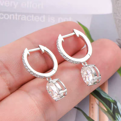 Orecchini argento Oval Moissanite Earrings