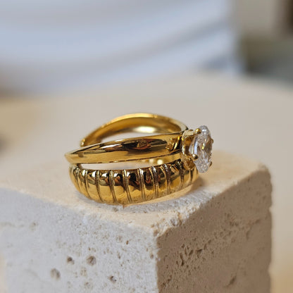 Double Layer Oval Cubic Zirconia Ring