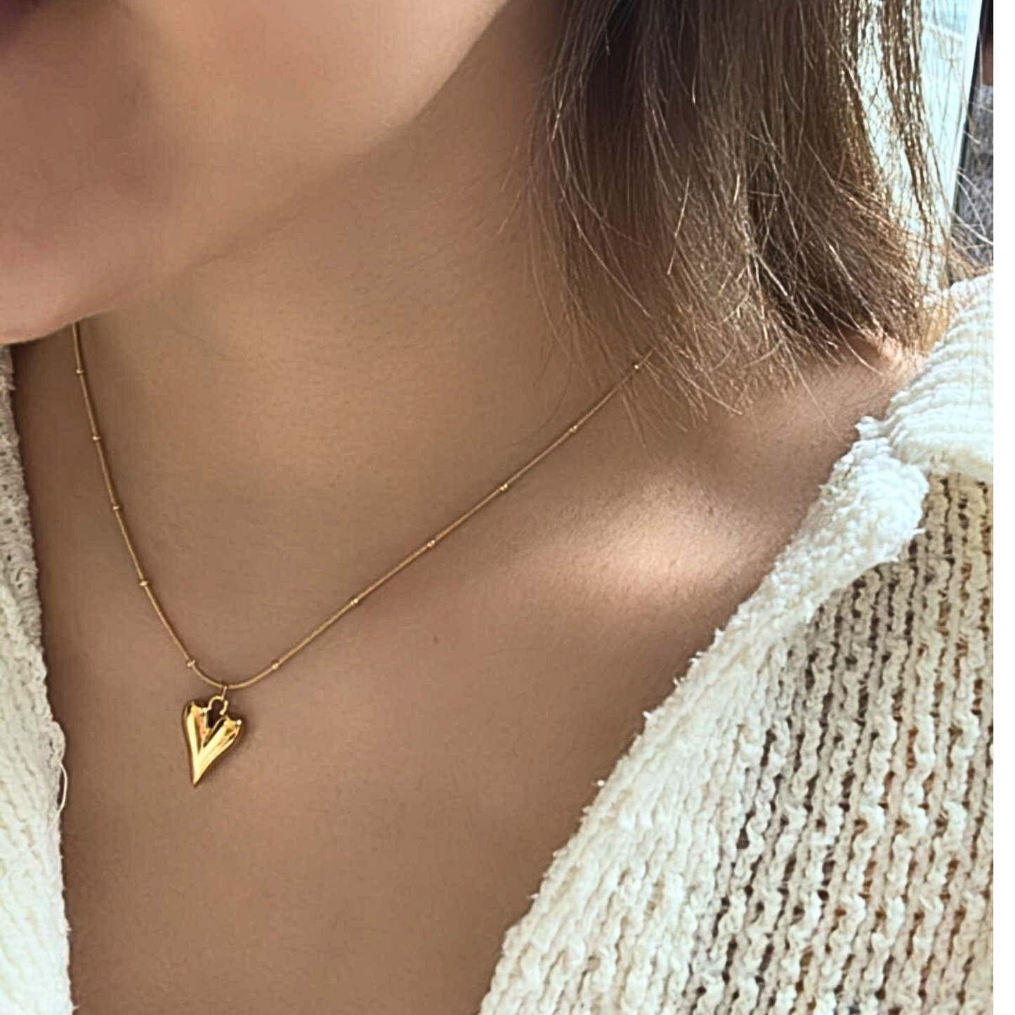 Heart Stud Earrings Pendant Necklace