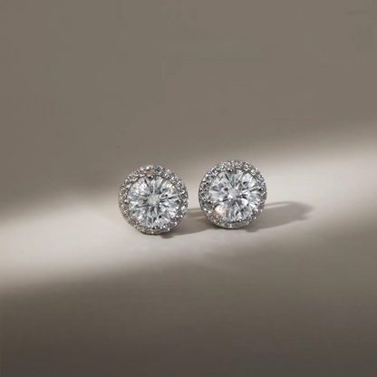 S925 Halo Moissanite Stud Earrings