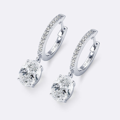 Orecchini argento Oval Moissanite Earrings
