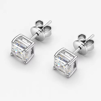 Princess Moissanite Zirconia Stud Earrings