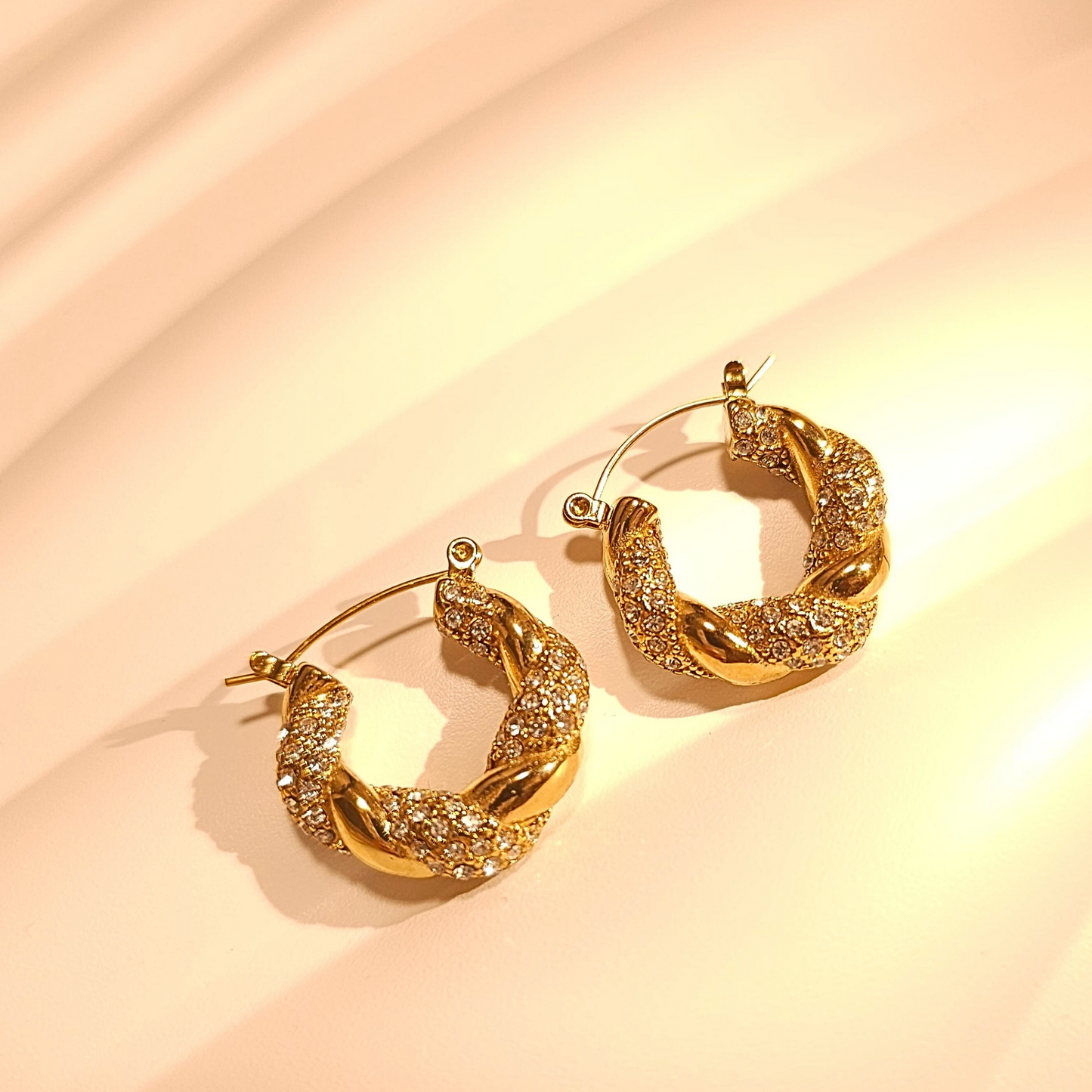 Vintage Twist Gold Hoop Earrings