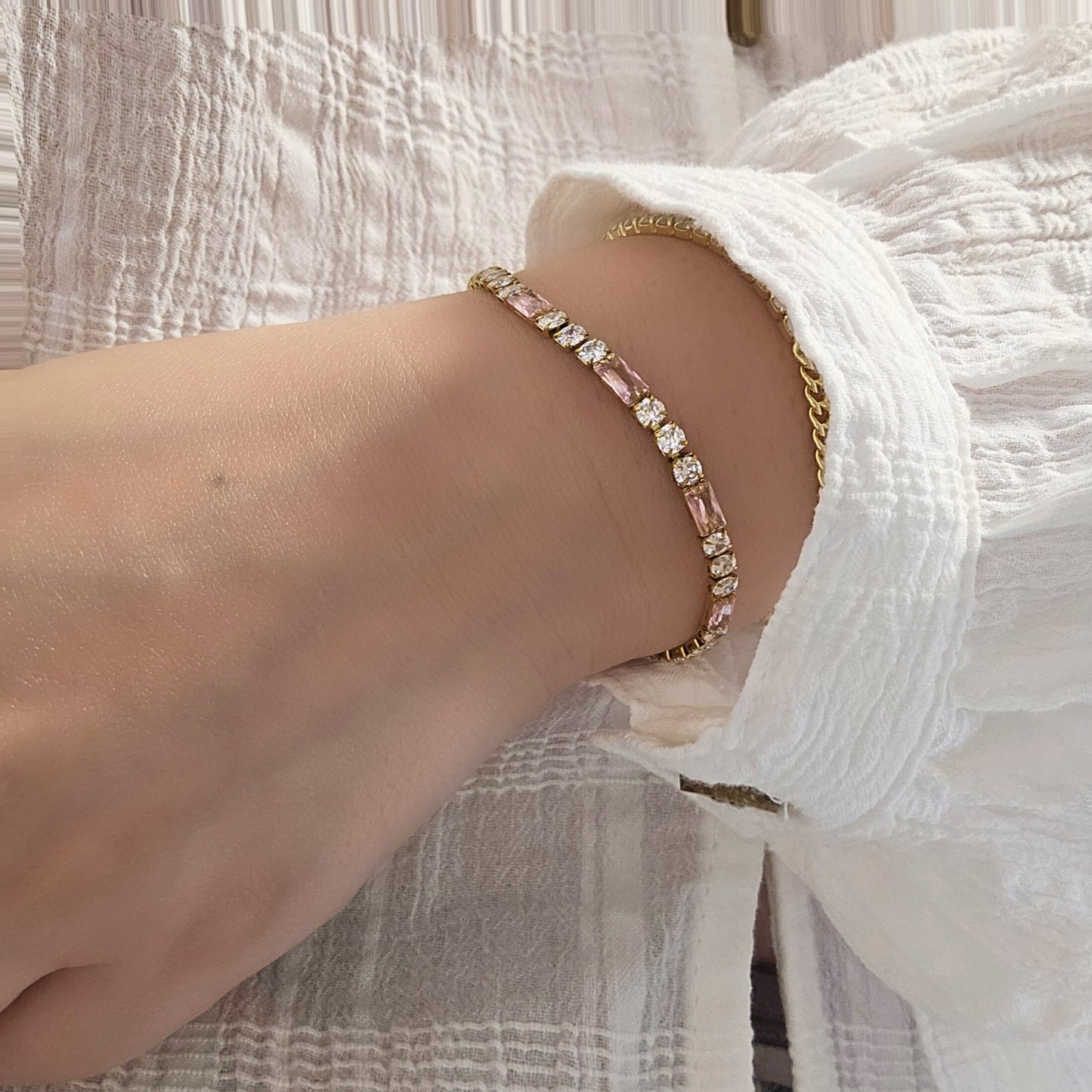 Pink Emerald Tennis Bracelet