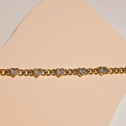 Cuban Link Gold Heart Tennis Bracelet