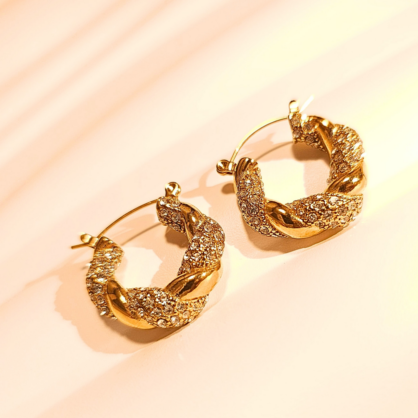 Vintage Twist Gold Hoop Earrings