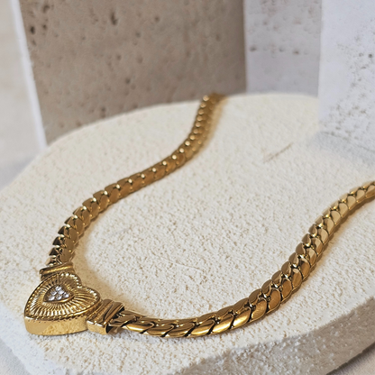 Heart Pendant Snake Chain Necklace
