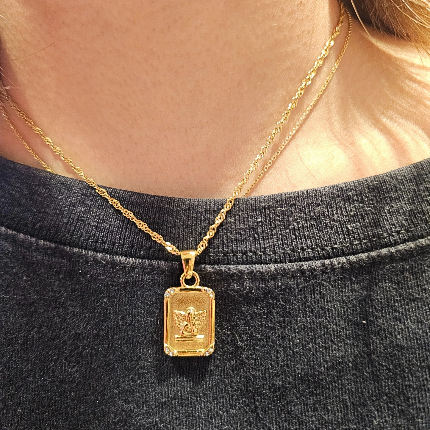 Cherub Charm with Angel Pendant Necklace