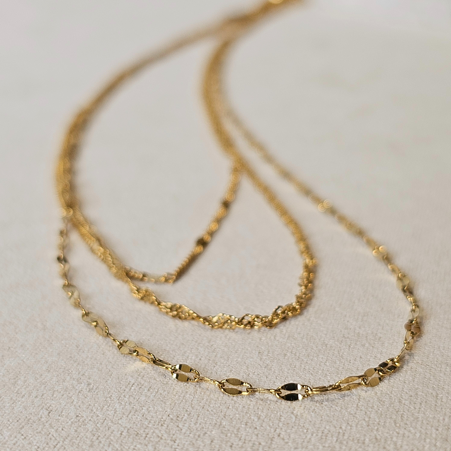 Triple Layer Gold Necklace Set
