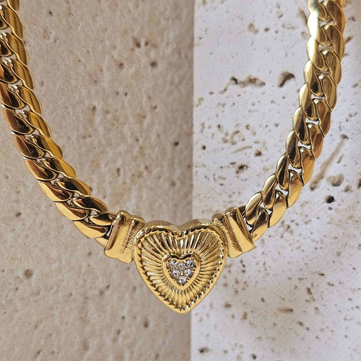 Heart Pendant Snake Chain Necklace