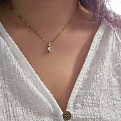 Star & Oval Charm Gold Heart Pendant Necklace