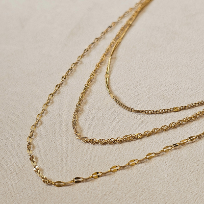 Triple Layer Gold Necklace Set