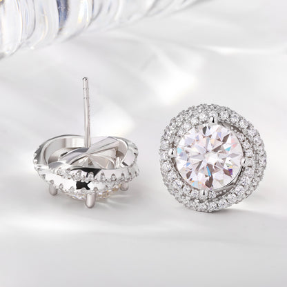 Luxury Classic Halo 3ct*2 Moissanite Stud Earrings