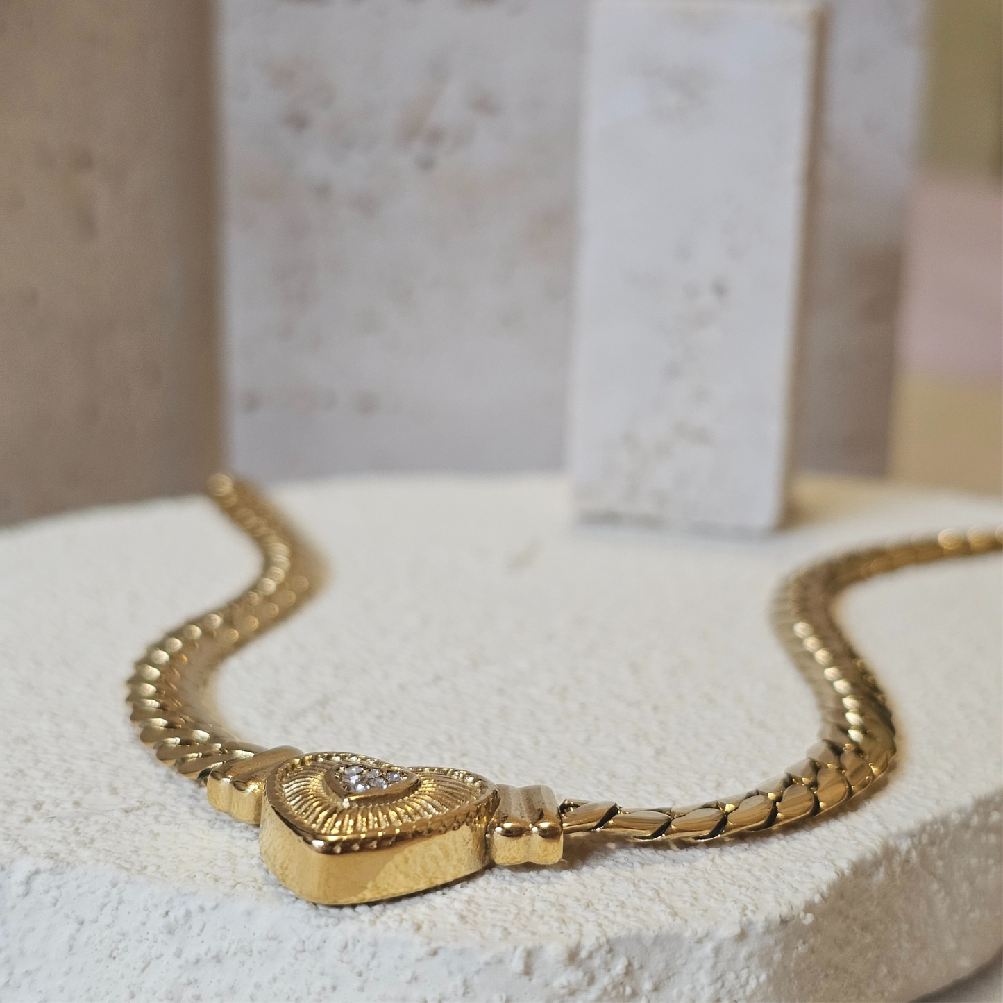 Heart Pendant Snake Chain Necklace