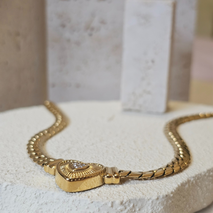 Heart Pendant Snake Chain Necklace